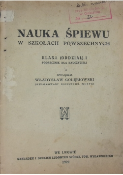 Nauka śpiewu w szkołach powszechnych, 1922r.