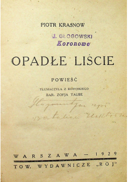Opadłe liście 1929r