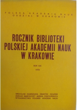 Rocznik Biblioteki Polskiej Akademii Nauk w Krakowie, Rocznik XIX
