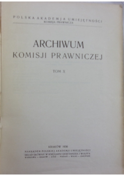 Archiwum komisji prawniczej tom X, 1936 r.