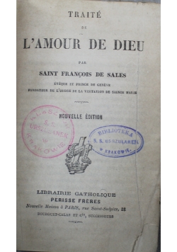 Traite de l amour de dieu 1860 r