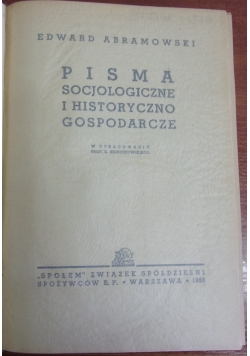 Pisma socjologiczne i historyczno - gospodarcze , 1938 r.