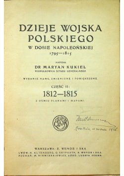 Dzieje wojska polskiego w dobie napoleońskiej część 2 około 1920r