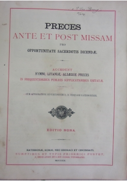 Preces ante et post missam, 1902