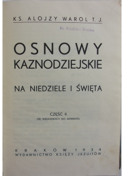 Osnowy kaznodziejskie, 1934 r.