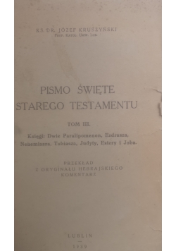 Pismo Święte Starego Testamentu Tom III. 1939 r.