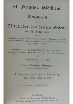Monatsschrift für die Mitglieder des dritten Ordens, 27 Jahrgang 1905 r.