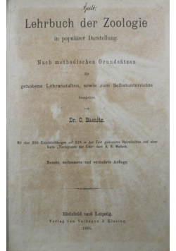 Lehrbuch der Zoologie in popularer Darstellung 1895 r.