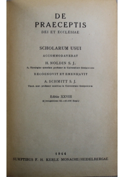 Summa Theologiae Moralis De Praeceptis 1944 r