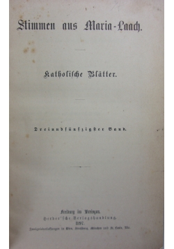 Stimmen aus Marian- Laach, 53 Band, 1897r.