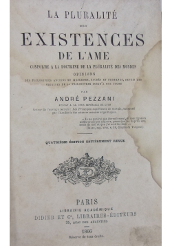 La Pluralite Existences de l'ame ,1866 r.