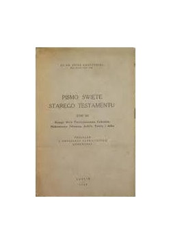 Pismo Święte Starego Testamentu Tom III, 1939 r.