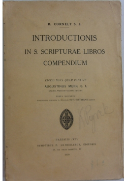 Introductionis In.S.Scripturae compendium 1929r
