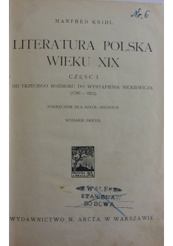 Literatura polska wieku XIX, 1926 r.