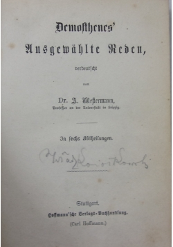 Demosthenes ausgewahlte Reden, 1856 r.