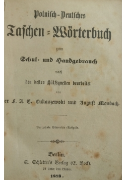 Polsko-niemiecki słownik kieszonkowy, 1873 r.