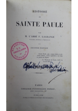 Histoire de Sainte Paule 1868 r.