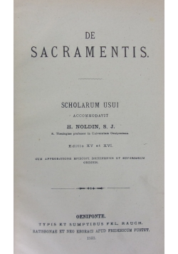 De sacramentis . Scholarium usui accommodavit, 1912r.