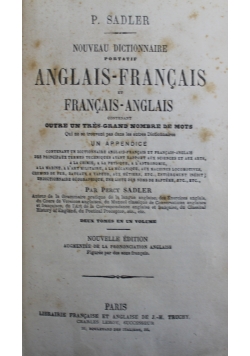 Nouveau Dictionnaire portatif Anglais-Francais 1864 r.
