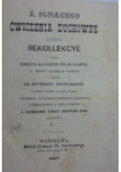 Ćwiczenia duchowe, 1907 r.