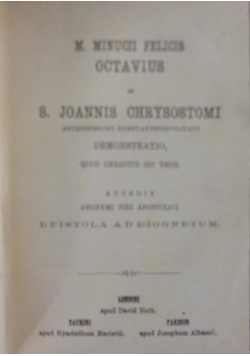 M. Minucii Felicis octavius, 1871r.