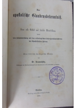 Petrinische Studien. Das apostolische Glaubensbekenntnis, 1872r.