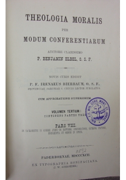 Theologia Moralis, t. 3, 1892 r.