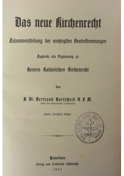 Das neue kirchenrecht, 1921 r.