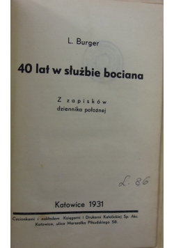40 lat w służbie bociana, 1931 r.