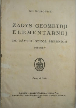 Zarys geometrii elementarnej, 1926 r.