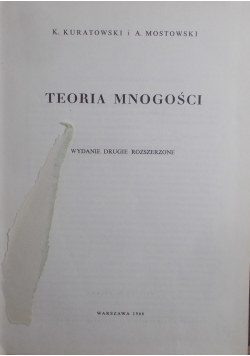 Teoria mnogości, monografie matematyczne 27 tom