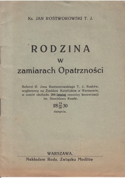 Rodzina w zamiarach opatrzności, 1929 r.
