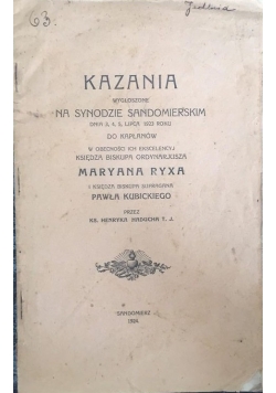 Kazania wygłoszone na synodzie sandomierskim, 1924 r.