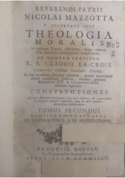 Theologia moralis tomus primus,  1760 r.