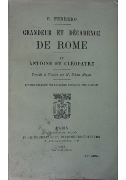 Grandeur et decadence de Rome, 1924 r.