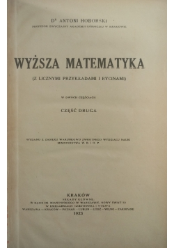 Wyższa matematyka, część druga, 1923 r.