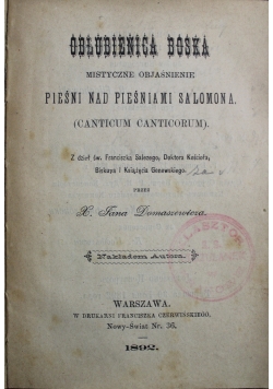 Oblubienica boska Mistyczne objaśnienie 1892 r.