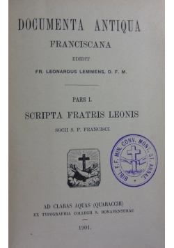 Documenta Antiqua Franciscana, 1901 r.