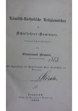 Romisch Katholische Religionslehre, 1885r.
