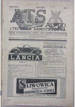 ATS Auto i Technika Samochodowa, Nr. 1, 1939r.