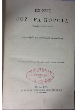 Dziennik Józefa Kopcia 1863 r.