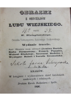 Obrazki z obyczajów ludu wiejskiego, 1856 r.