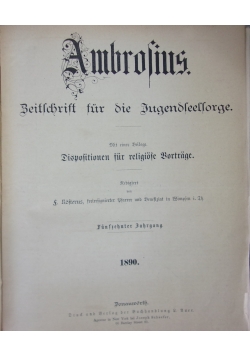 Ambrosius Beitschrist für die Jugendseelsorge, 1890 r.