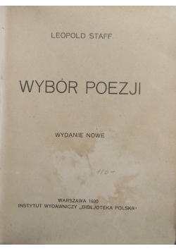 Wybór Poezji, 1920r.