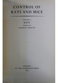 Control of Rats and Mice Volume 2 Rats