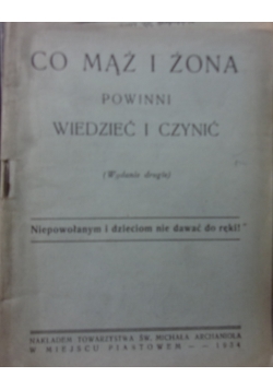 Co mąż i żona powinni wiedzieć i czynić, 1934 r.