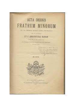 Acta Ordinis Fratrum Minorum, 1928 r.