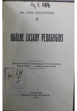 Ogólne zasady Pedagogiki 1911 r