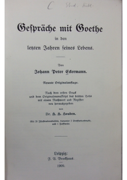 Gesprache mit Goethe,1909r.