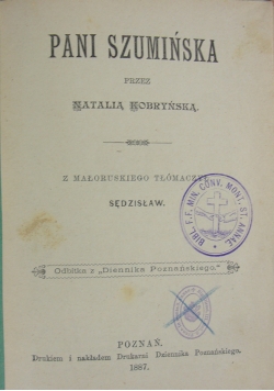 Pani Szumińska przez Natalią Kobryńską, 1887 r.